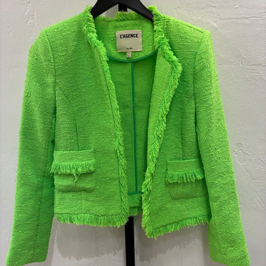 L'AGENCE Neon Green Fringed Jacket