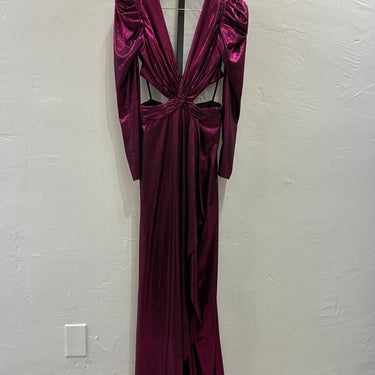 Ieena for Mac Duggal Purple Metallic Long Dress