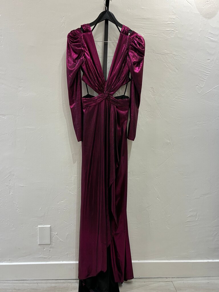 Ieena for Mac Duggal Purple Metallic Long Dress