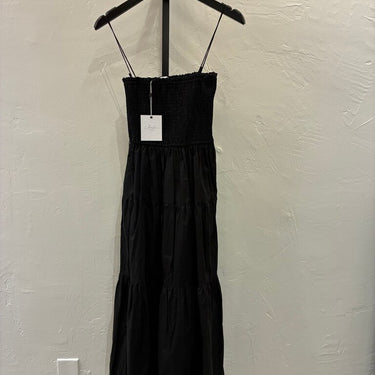 L’academie Black Smocked Maxi Dress
