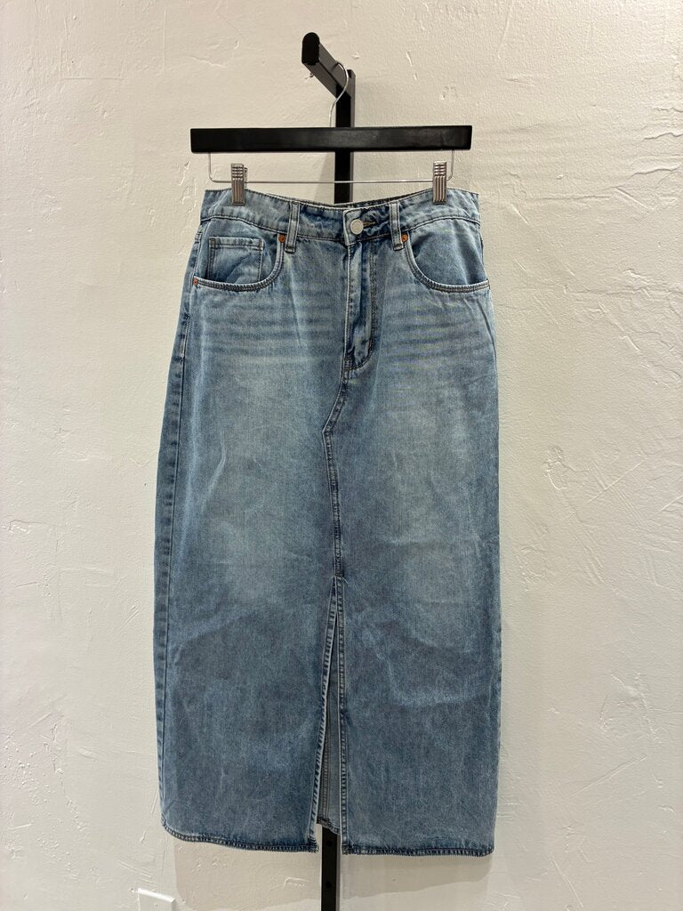 Blank NYC Light Blue Denim Midi Skirt