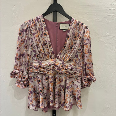ALEXIS Floral Pleated Blouse