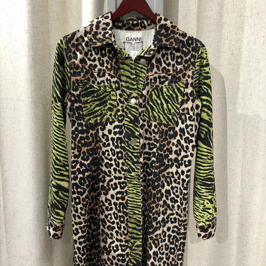 Ganni Leopard and Tiger Print Shirt Dress