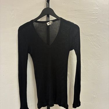 Jil Sander Black Ribbed Long Sleeve Top