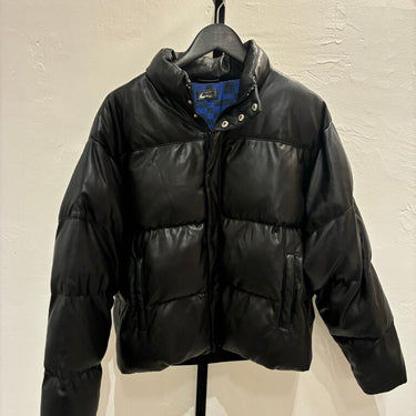 Mother Black Faux Leather Puffer Jacket