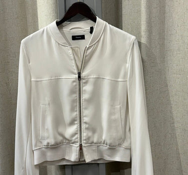 Theory Women White Zip Up Jacket
