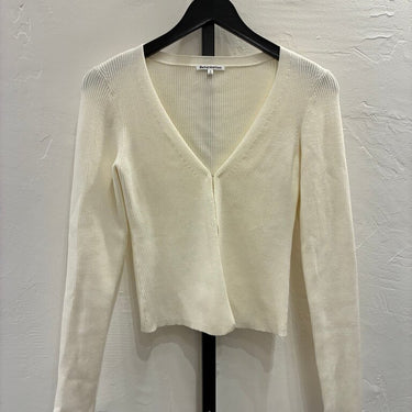 Reformation Cream Ribbed Long Sleeve Top