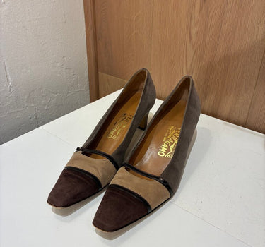 Ferragamo Suede Colorblock Heels Size 9.5