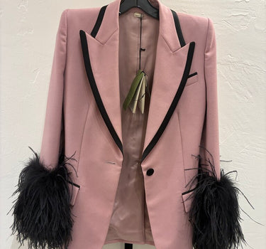 Gucci Pink Blazer with Feathered Sleeves
