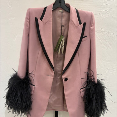 Gucci Pink Blazer with Feathered Sleeves