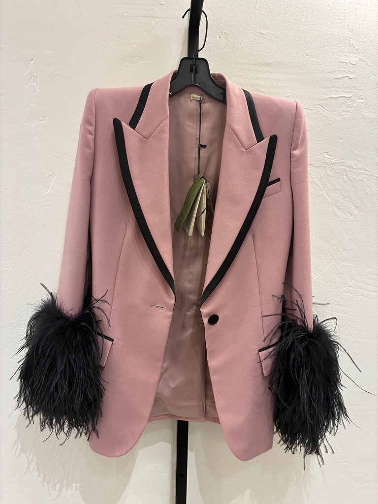 Gucci Pink Blazer with Feathered Sleeves