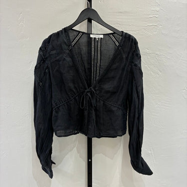 FRAME Linen Black Blouse