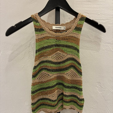 SANDRO Striped Knit Crop Top