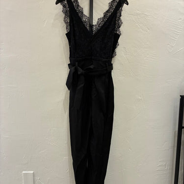 Sandro Lace-Trimmed Black Jumpsuit