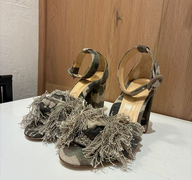 Marion Parke Camo Heels with Fringe Size 38