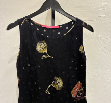 Ungario Floral Patterned Black Tank Top