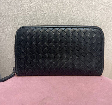 Bottega Veneta Black Woven Leather Wallet