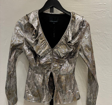 Cynthia Rowley Metallic Peplum Top