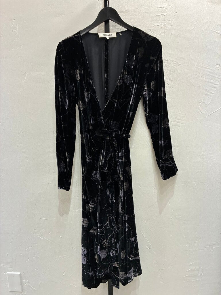 Diane von Furstenberg Printed Velvet Wrap Dress