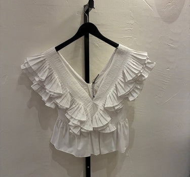 Zara White Ruffle Top