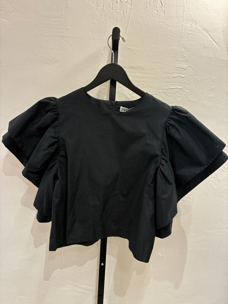 Zara Black Puff Sleeve Top