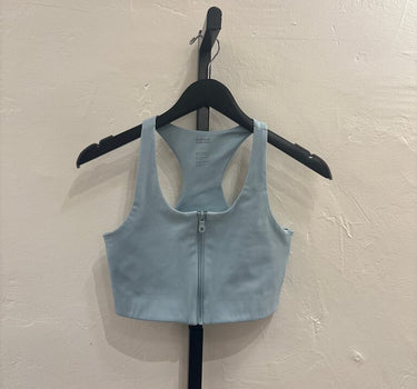 Girlfriend Collective Light Blue Zip-Up Sports Bra