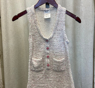 Chanel White and Pink Textured Vest Top