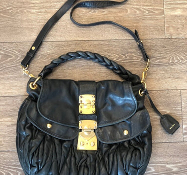 Miu Miu Black Leather Hobo Bag