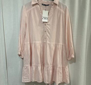 ZARA Pink Button-Up Tunic Blouse