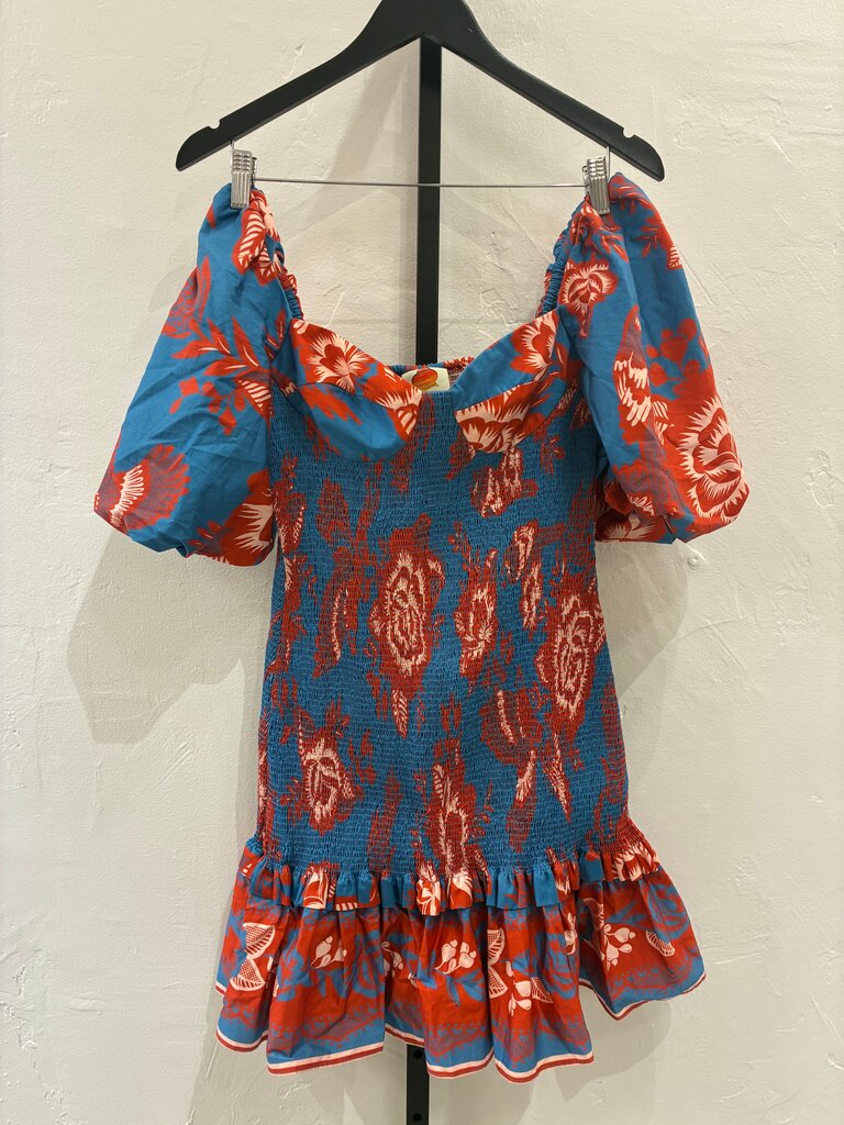 Farm Rio NWT Floral Smocked Dress with Puff Sleeves