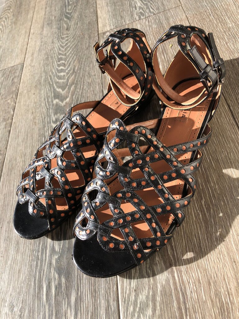 Alaia Black Strappy Sandals