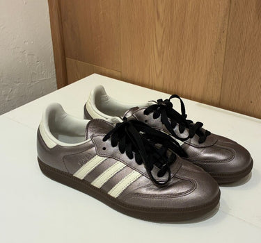 Adidas Samba Sneakers in Metallic Purple/Off-White Size 7