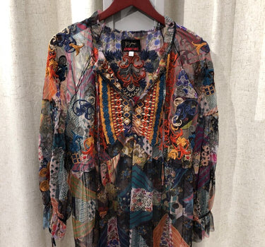 Biya by Johnny Was Multicolored Sheer Blouse