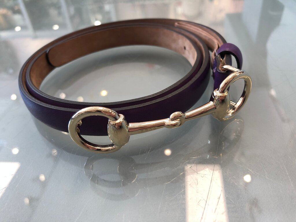 Purple Leather Belt with Silver Buckle