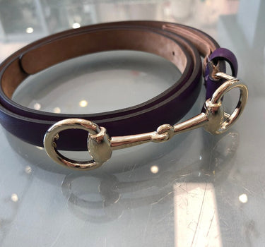 Purple Leather Belt with Silver Buckle