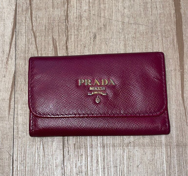 Prada Burgundy Saffiano Key Case