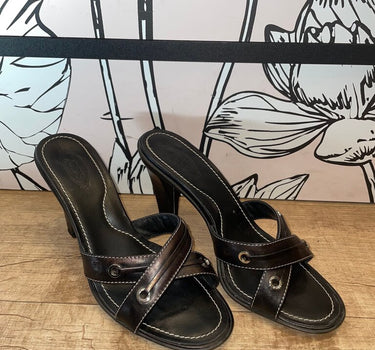 Tods Black High Heels with Cross Straps 7 1/2
