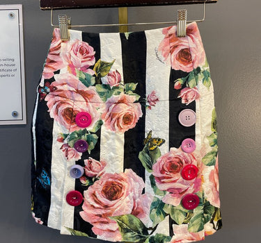 Floral Print Skirt with Colorful Buttons