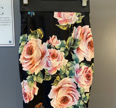 Floral Black Pencil Skirt