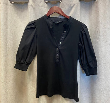 Veronica Beard Black Puff Sleeve Top