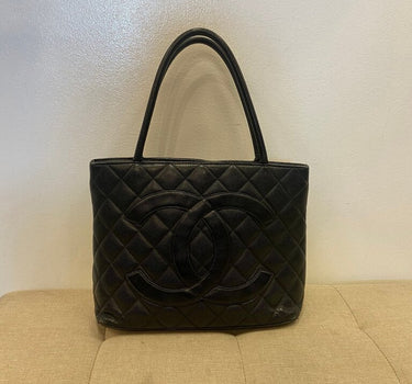 Chanel Medallion Caviar as-is Black Quilted Tote Bag