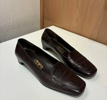 Salvatore Ferragamo Brown Heeled Loafers Size 8