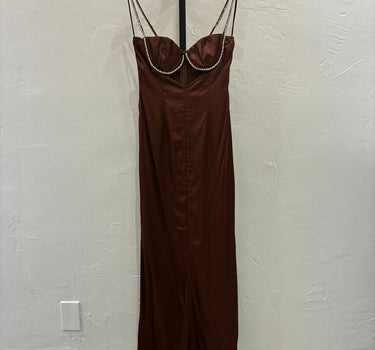 NBD Brown Maxi Dress w/ silver jewels