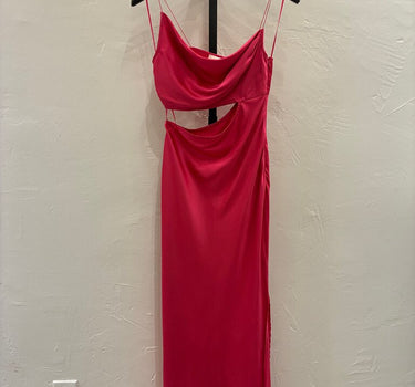 Elegant Pink Cut-Out Maxi slveless Dress