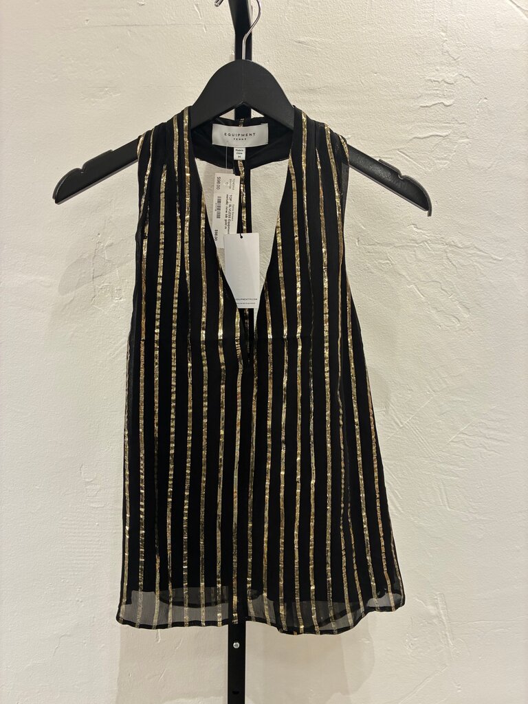Equipment Femme NWT Black and Gold Striped slveless top