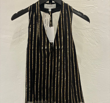 Equipment Femme NWT Black and Gold Striped slveless top