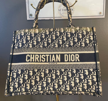 Christian Dior Medium Canvas Oblique Tote Bag