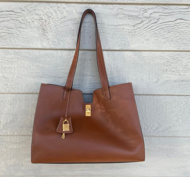 Celine NWT Cabas 16 Soft Brown Leather Tote Bag with Lock