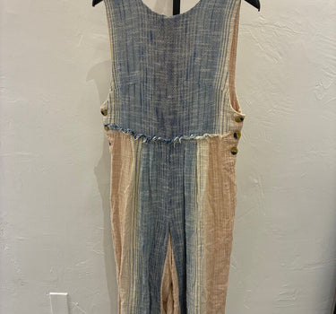 Free People striped blue and beige slveless jumpsuit