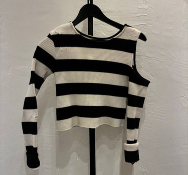 Amiri Striped One-Shoulder Crop Top